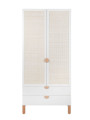 Armadio Guardaroba a 2 ante o per la cameretta dei Bambini in MDF Bianco e Rattan stile coloniale esotico - Ratata by BellAmy