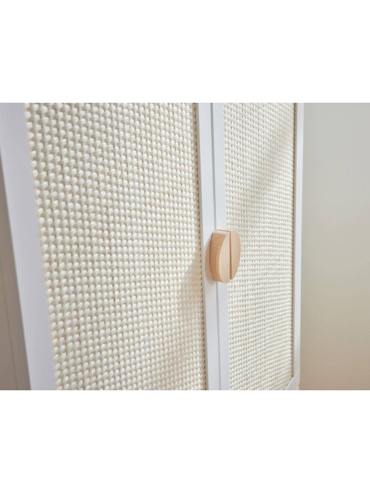 Armadio Guardaroba a 2 ante o per la cameretta dei Bambini in MDF Bianco e Rattan stile coloniale esotico - Ratata by BellAmy