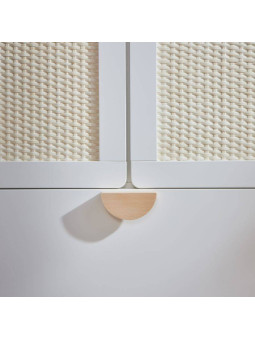 2-Door Wardrobe for children's bedroom in White MDF and Rattan exotic colonial style - Ratata by BellAmy