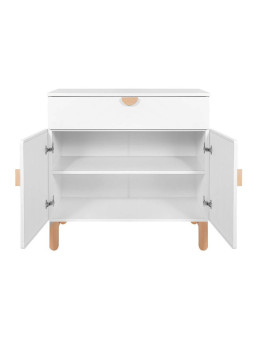Comò a 2 ante con fasciatoio per la cameretta dei Bambini in MDF Bianco e Rattan stile coloniale esotico - Ratata by BellAmy