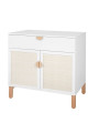 Comò a 2 ante con fasciatoio per la cameretta dei Bambini in MDF Bianco e Rattan stile coloniale esotico - Ratata by BellAmy