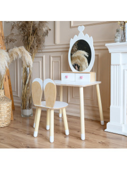 Beauty table crown with rabbit chair white/natural