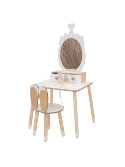 Beauty table crown with rabbit chair white/natural