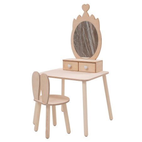 Beauty table crown with rabbit chair natural