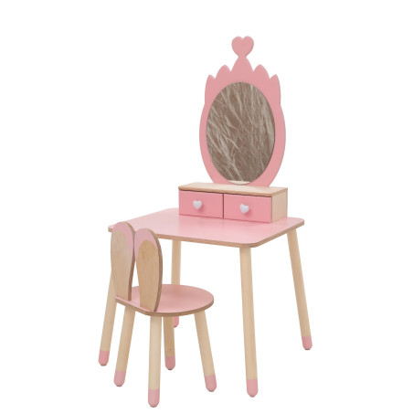 Beauty table crown with rabbit chair pink/natural