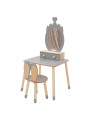 Beauty table crown with rabbit chair grey/natural
