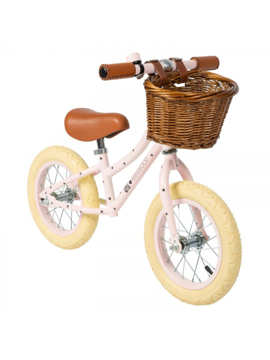 Balance bike for children 3-5 years bonton pink with stars