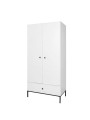 Armadio Guardaroba a 2 ante per la cameretta dei Bambini in MDF Bianco e metallo nero - Lumi by BellAmy