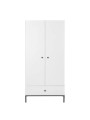 Armadio Guardaroba a 2 ante per la cameretta dei Bambini in MDF Bianco e metallo nero - Lumi by BellAmy