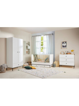 Armadio Guardaroba a 2 ante per la cameretta dei Bambini in MDF Bianco e metallo nero - Lumi by BellAmy