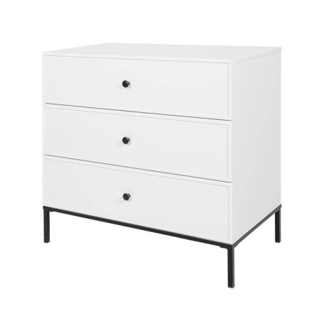 3-drawer Chest for children's bedroom in White MDF and black metal details - Lumi by BellAmy
