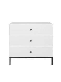 Cassettiera fasciatoio con 3 cassetti per la cameretta dei Bambini in MDF Bianco e metallo nero - Lumi by BellAmy
