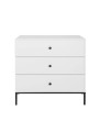 Cassettiera fasciatoio con 3 cassetti per la cameretta dei Bambini in MDF Bianco e metallo nero - Lumi by BellAmy
