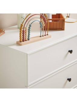 Cassettiera fasciatoio con 3 cassetti per la cameretta dei Bambini in MDF Bianco e metallo nero - Lumi by BellAmy