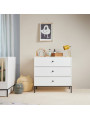 3-drawer Chest for children's bedroom in White MDF and black metal details - Lumi by BellAmy