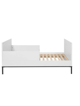 Cot bed 70x140 for children's bedroom in White MDF and black metal details - Lumi by BellAmy