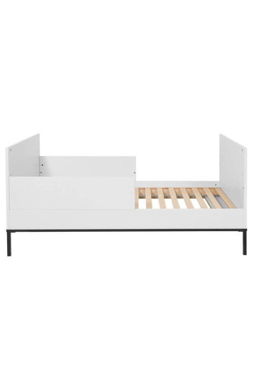 Cot bed 70x140 for children's bedroom in White MDF and black metal details - Lumi by BellAmy