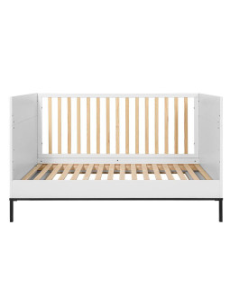 Culla trasformabile in lettino 70x140 per la cameretta dei Bambini in MDF Bianco e accessori in metallo nero - Lumi by BellAmy