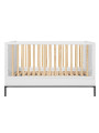 Culla trasformabile in lettino 70x140 per la cameretta dei Bambini in MDF Bianco e accessori in metallo nero - Lumi by BellAmy