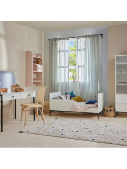 Cot bed 70x140 for children's bedroom in White MDF and black metal details - Lumi by BellAmy