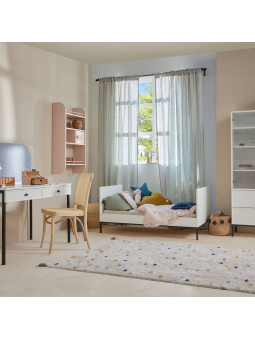 Culla trasformabile in lettino 70x140 per la cameretta dei Bambini in MDF Bianco e accessori in metallo nero - Lumi by BellAmy