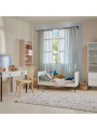 Cot bed 70x140 for children's bedroom in White MDF and black metal details - Lumi by BellAmy