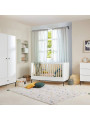 Culla trasformabile in lettino 70x140 per la cameretta dei Bambini in MDF Bianco e accessori in metallo nero - Lumi by BellAmy