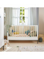 Culla trasformabile in lettino 70x140 per la cameretta dei Bambini in MDF Bianco e accessori in metallo nero - Lumi by BellAmy