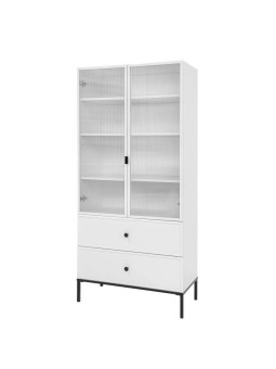 Libreria mobiletto vetrina a 2 ante per la cameretta dei Bambini in MDF Bianco e metallo nero - Lumi by BellAmy