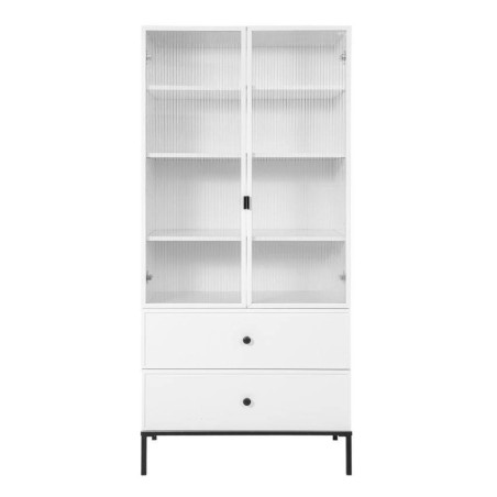 Libreria mobiletto vetrina a 2 ante per la cameretta dei Bambini in MDF Bianco e metallo nero - Lumi by BellAmy