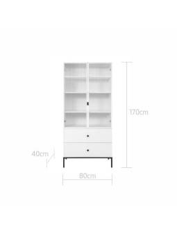 2-Door Cabinet Bookcase for children's bedroom in White MDF and black metal details - Lumi by BellAmy