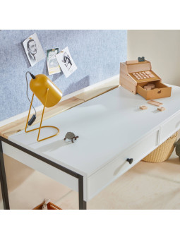 Scrivania per la cameretta dei Bambini in MDF Bianco e metallo nero - Lumi by BellAmy