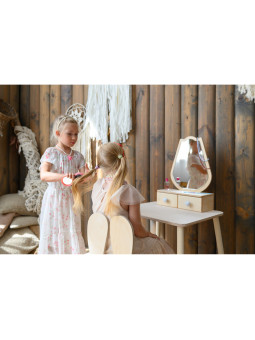 Beauty table tulip with rabbit chair white/natural