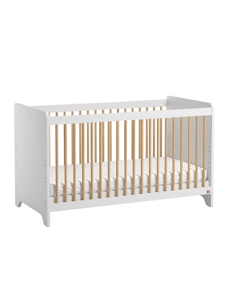 Crib for babies children 60x120 in white oak wood Leaf collection by VOX