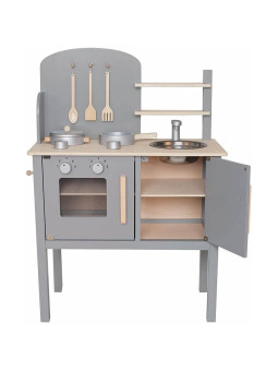 Wooden Kitchen with pot & pan grey for Children and Kids by Jabadabado
