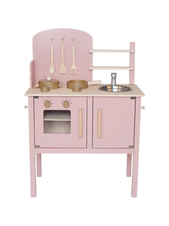 Wooden Kitchen with pot & pan pink for Children and Kids by Jabadabado