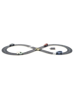 Circuito stradale con 5 auto in legno by Jabadabado
