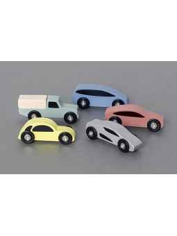 Wooden garage for children with 5 toy cars by Jabadabado