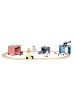 Wooden Train set rescue vehicles for children starting from 2 years old by Jabadabado