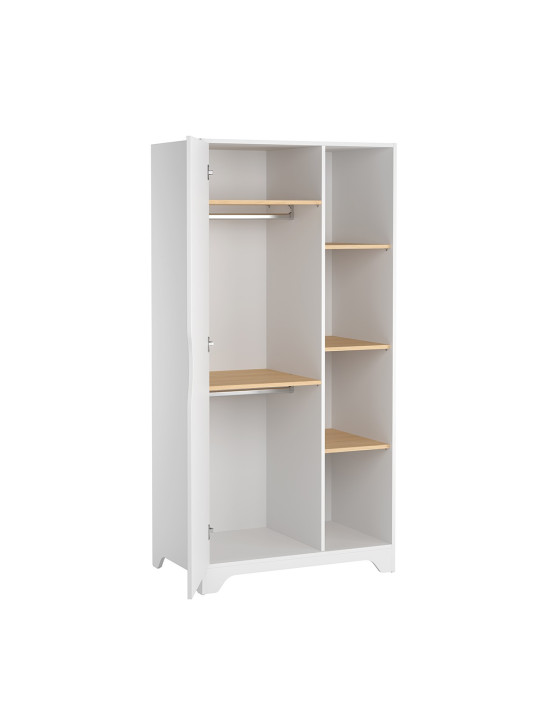 1-Door Wardrobe for babies children bedroom in white oak wood Leaf collection by VOX