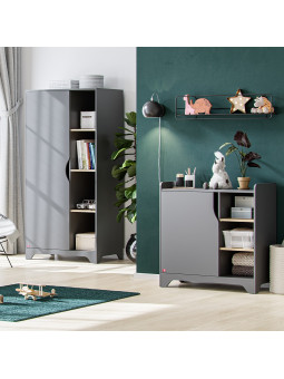 Chest of drawers with changing top for babies children bedroom in grey oak wood Leaf collection by VOX