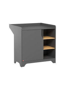 Cassettiera con fasciatoio per neonati bambini in legno grigio e rovere collezione Leaf di VOX