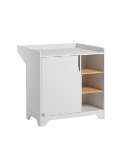 Cassettiera con fasciatoio per neonati bambini in legno bianco e rovere collezione Leaf di VOX