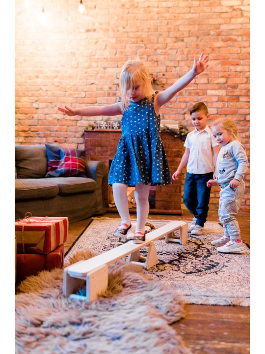 Trave di equilibrio in legno per bambini in legno naturale