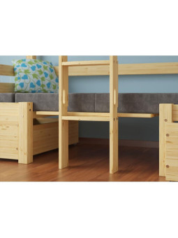 Letto a castello in legno massello di pino per bambini 90x200 cm con spazio scrivania ELEN by Olivia Living