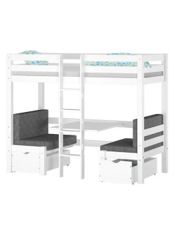 Solid wood bunk bed for children 90x200 cm with desk space ELEN model by Olivia Living