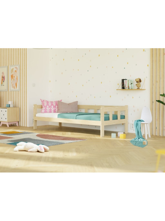 Children's single bed with sidewall Fence - Benlemi