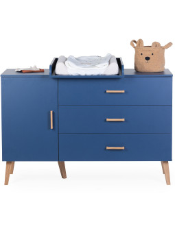 Bond blue wooden chest of drawers for the children's bedroom with removable changing table - Childhome