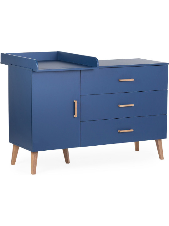 Bond blue wooden chest of drawers for the children's bedroom with removable changing table - Childhome