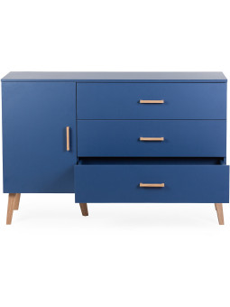 Bond blue wooden chest of drawers for the children's bedroom with removable changing table - Childhome